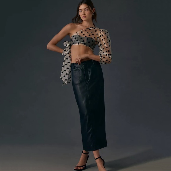 NWT Anthropologie Maeve The Colette Faux Leather Maxi Skirt Pockets Size L Large
